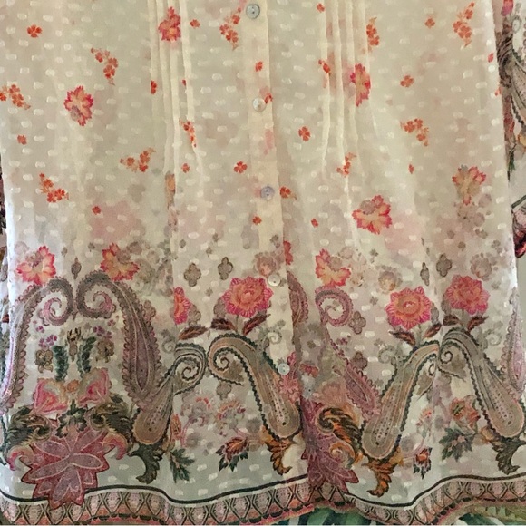 NWT! Fig & Flowers Anthropologie Boho Pheasant Top 2X - Picture 3 of 8